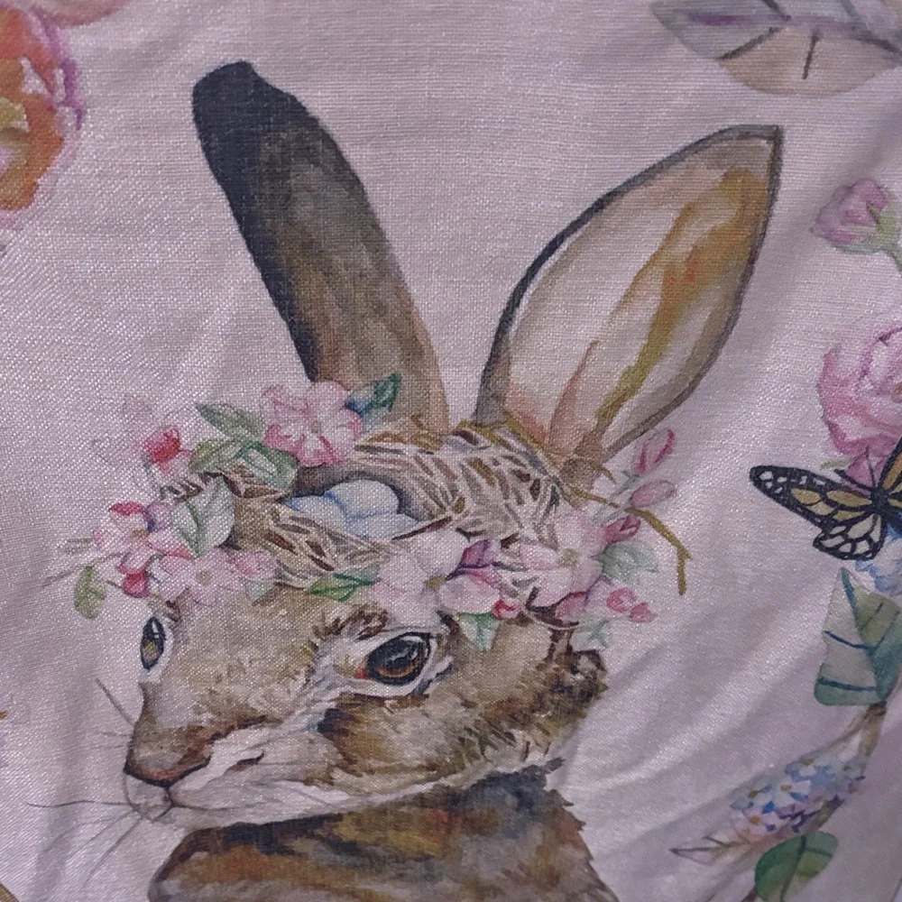 Pier 1…Whimsical Rabbit Tapestry w Floral & Butterfly Accents.. NWT.. 2’x 2’9”